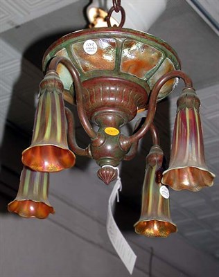 Lot 1289 - Tiffany Studios Favrile Glass and Bronze...