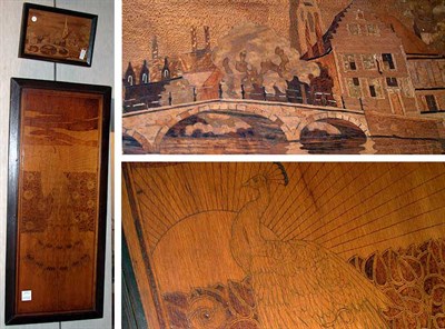 Lot 1133 - Art Nouveau Inlaid Wood Panel Depicting a...