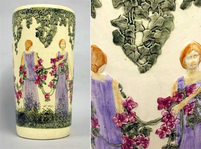 Lot 1015 - Weller Pottery Umbrella Stand Molded in relief...
