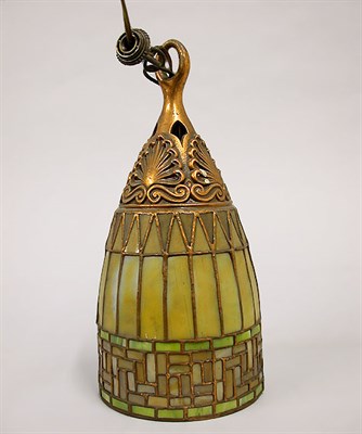 Lot 1126 - Arts and Crafts Leaded Glass Chandelier Of...