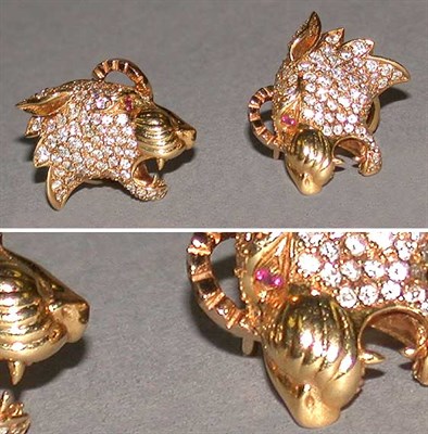 Lot 211 - Pair of Diamond Panther Earrings