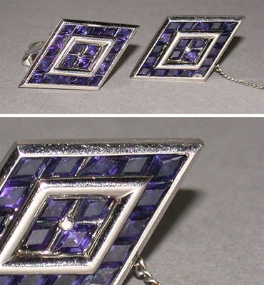 Lot 144 - Pair of Synthetic Sapphire Cufflinks