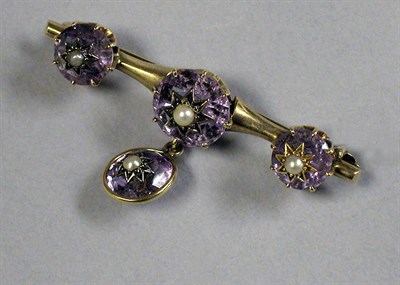 Lot 89 - Amethyst Bar Pin