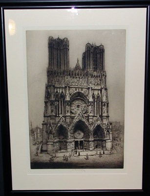 Lot 123 - V. Randolph [RHEIMS CATHEDRAL] Etching, signed...