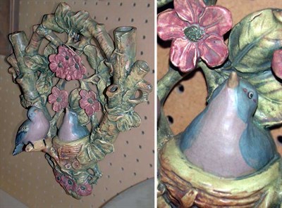 Lot 1014 - Weller Pottery Wall Pocket Molded as a pair of...