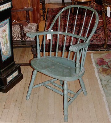 Lot 1184 - Blue Painted Windsor Armchair