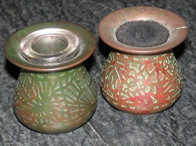 Lot 1270 - Tiffany Studios Bronze Brush Pot and Inkwell...