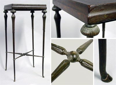 Lot 1262 - Tiffany Studios Bronze and Oak Side Table Of...