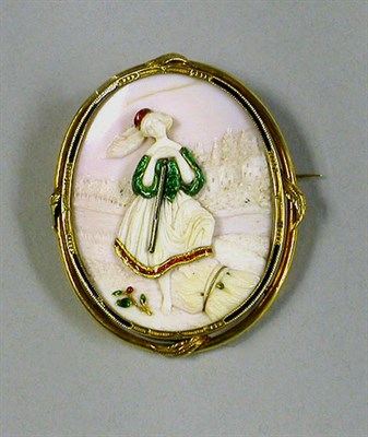 Lot 341 - Shell and Enamel Cameo