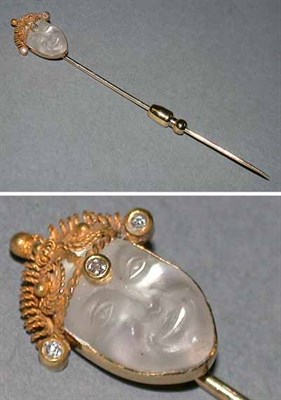 Lot 214 - Carved Moonstone Stickpin