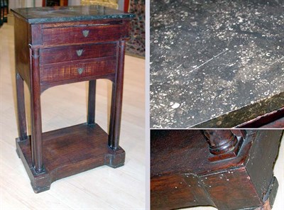 Lot 2459 - Empire Marble Top Mahogany Three-Drawer Side...