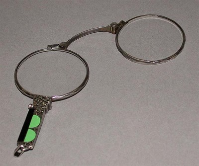 Lot 230 - Enamel and Marcasite Lorgnette