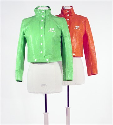 Lot 2189 - Two Courreges Vinyl Cropped Jackets French,...