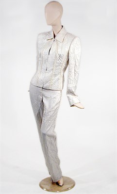 Lot 2180 - Versace Crinkled Creme Silk Pantsuit Italian,...