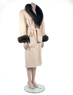 Lot 2209 - Bill Blass Sable Trimmed Creme Cashmere Coat...