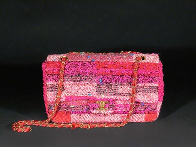 Lot 3761 - Chanel Pink Tweed Quilted Bag With signature...