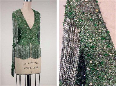 Lot 2179 - Azzaro Green and Silver Lurex and Metallic...
