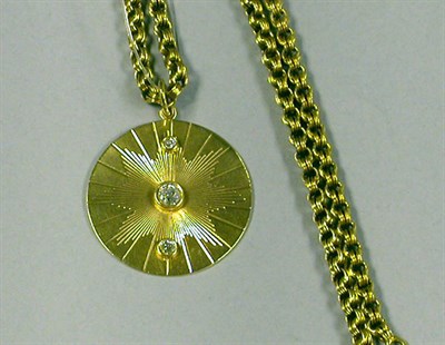 Lot 274 - Gold and Diamond Pendant and Victorian Link Chain