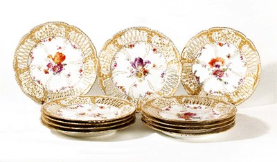 Lot 528 - Set of Eleven KPM Floral Decorated Porcelain...