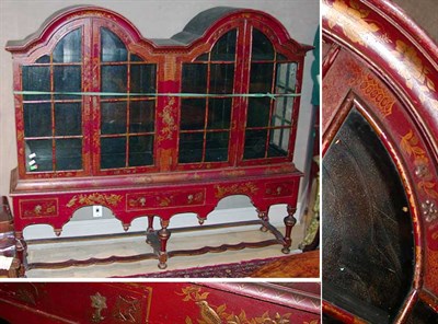 Lot 451 - William and Mary Style Red Lacquered Cabinet...