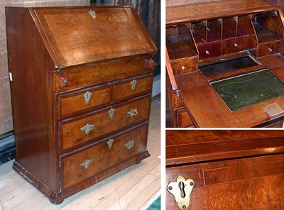 Lot 203 - William and Mary Style Walnut Slant Front Desk