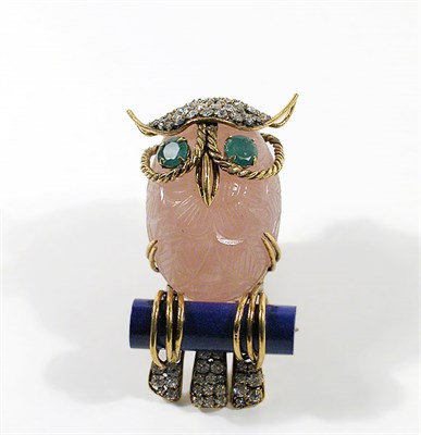 Lot 2363 - Iradj Moini Owl Pin With body a large oval of...