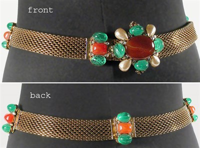 Lot 2369 - Iradj Moini Jeweled Belt The clasp a carnelian...