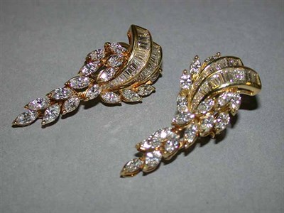 Lot 523 - Pair of Gold and Diamond Earrings