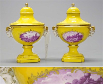 Lot 163 - Pair of Continental Porcelain Covered Urns...