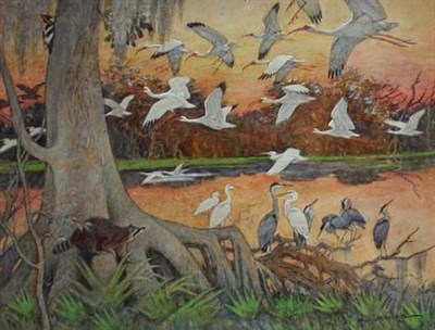 Lot 12 - Paul Bransom American, 1885-1979 HERONS Signed...