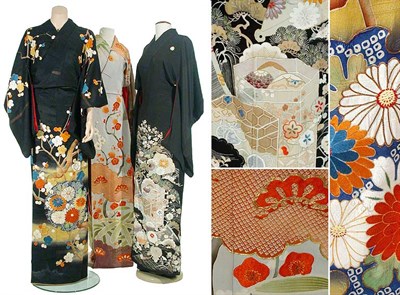Lot 2201A - Three Silk Japanese Kimonos 20th Century The...