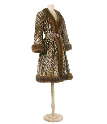 Lot 2073 - Bill Blass Mink Trimmed Lame Late Day Coat...