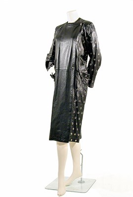 Lot 2139 - Alaia Couture Grommet Studded Black Leather...