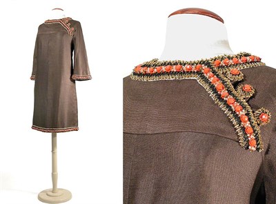 Lot 2059 - Valentino Couture Chocolate Linen Day Dress...