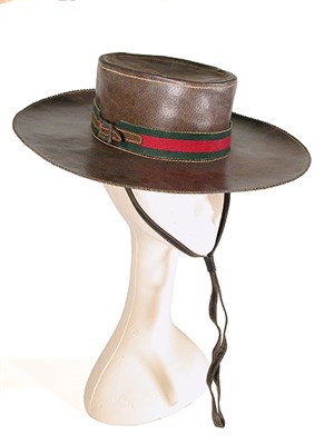 Lot 2310 - Gucci Pigskin Gaucho Hat Italian, 1970s Brown...