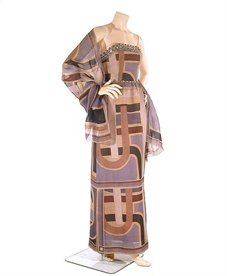 Lot 2101 - Unusual Pucci Jewel Trim Silk Organza Gown...