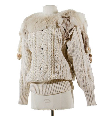 Lot 2148 - Scherrer Cashmere and Fox Rhinestone Sweater...