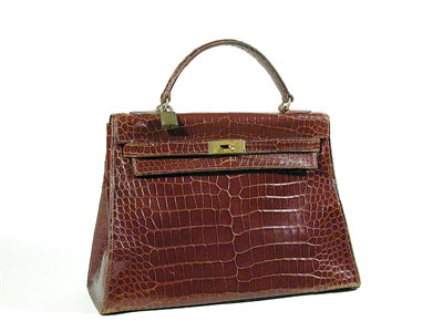 Lot 2287 - Hermes Brown Crocodile Kelly Bag With...