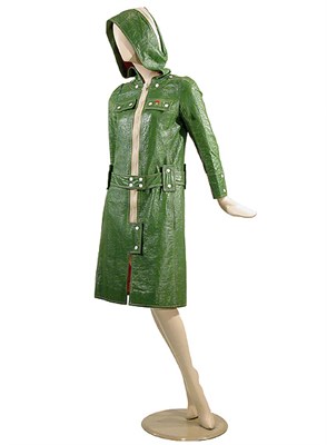 Lot 2056 - Courreges Snapped Green Vinyl Coat French,...