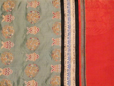 Lot 2408 - Chinese Celadon Silk Jacquard Hanging Late...
