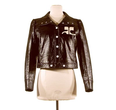 Lot 2055 - Courreges Black/Brown Vinyl Jacket French,...