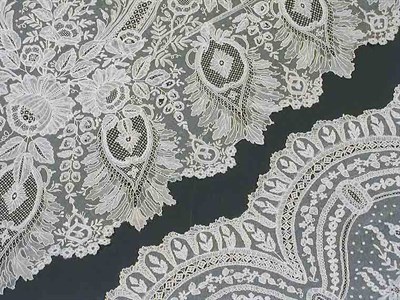 Lot 2439 - Two Pieces of Bruxelles Applique Lace Mid 19th...