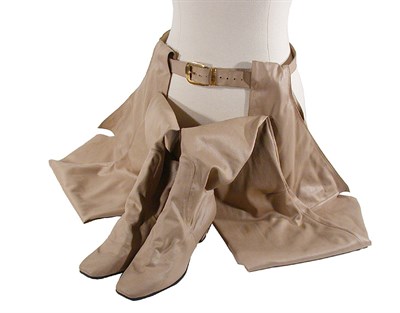 Lot 2217 - Beth Levine Beige Synthetic Belted Hip Boots...
