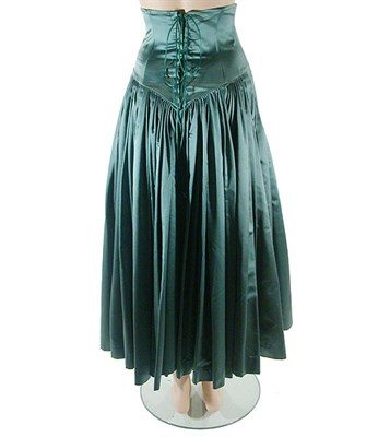 Lot 2175 - Norma Kamali Bottle Green Satin Skirt American,...