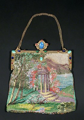 Lot 2236 - Beaded Venetian Scenery Bag Early 20th century...