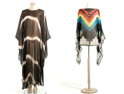 Lot 2095 - Two Halston Tie-Dyed Chiffon Garments American,...
