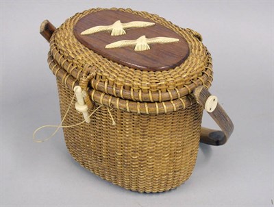 Lot 239 - Lidded Nantucket Style Basket Of oval form,...