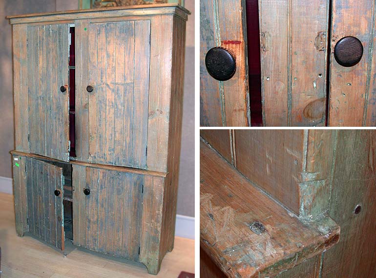Lot 2292 - Pine Beadboard Cupboard With two drawers above...
