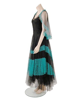 Lot 2020 - Poiret Black Silk Tulle Evening Dress French,...