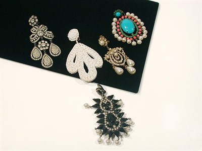 Lot 2336 - Five Pairs of Kenneth Jay Lane Ear Pendants...